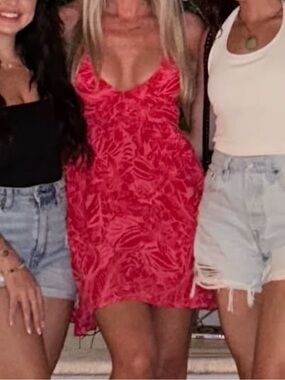 Red Floral Lusana Mini Dress